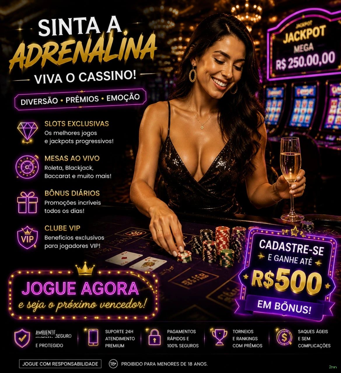 Imagem promocional da 2nn mostrando a plataforma e suas vantagens
